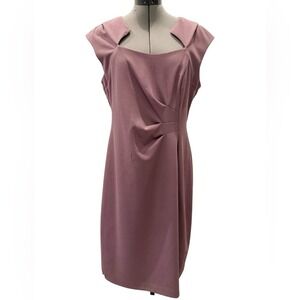 Connected Apparel Women's Midi Dress Soft Plum Career Wear Side Gather Size 12